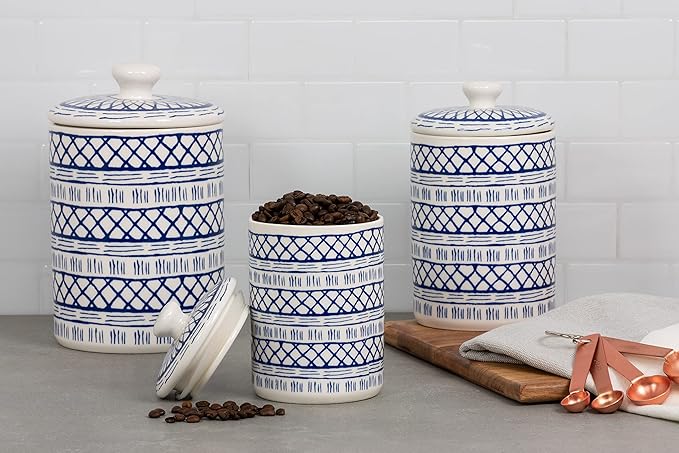 10 Strawberry Street CAN-MARINA Kitchen Canister Set, Set of 3