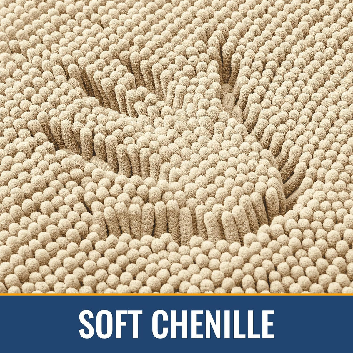 Arotive Bathroom Rugs 44x24, Extra Soft Absorbent Shaggy Chenille Bath Rugs, Machine Washable Rubber Backing Non-Slip Bath Mats for Bathroom Floor Tub and Shower, Home Decor Accessories, Beige