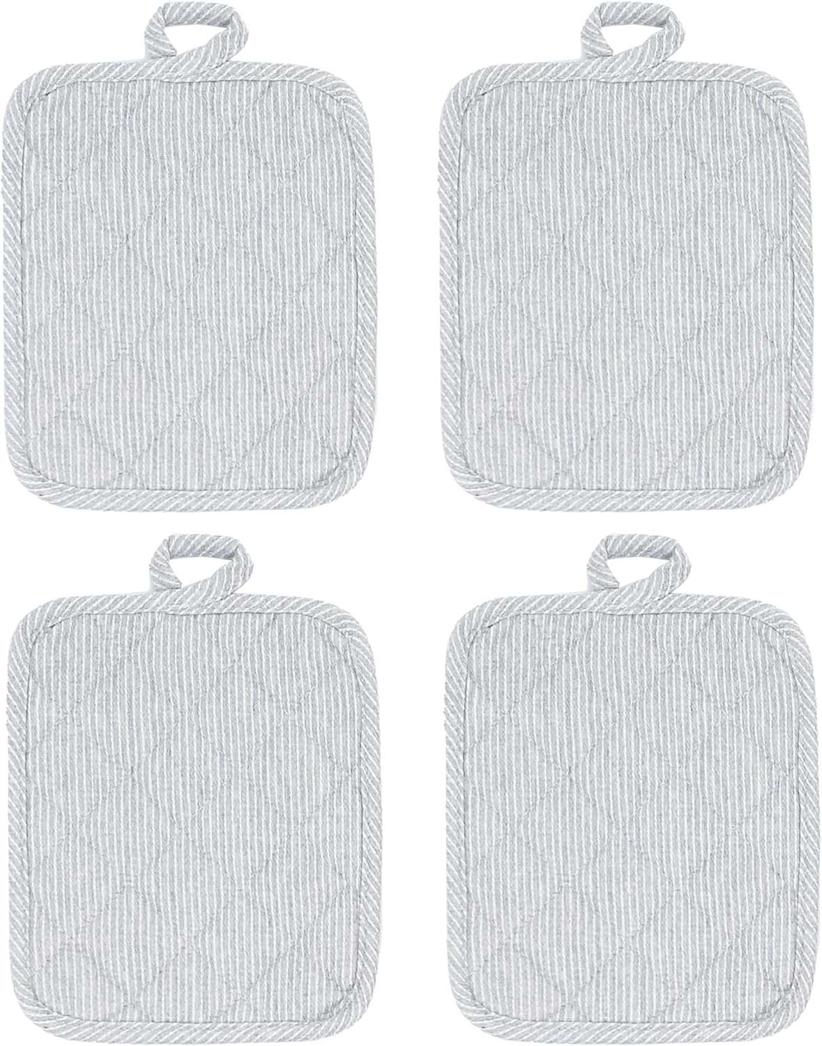 American Linen Pot Holders, Hot Pads, Table Pads for Kitchen and Dining Table, Non Slip Heat Resistant Hot Pot Holder (Grey, 4 Pack)