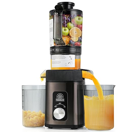 Cold Press Juicer - Juicer Machines with 4.3" Wide Feed Chute, 34oz Slow Masticating Juicer for Fruits and Vegetables, 99% High Juice Yield, Reverse Function, Dishwasher Safe