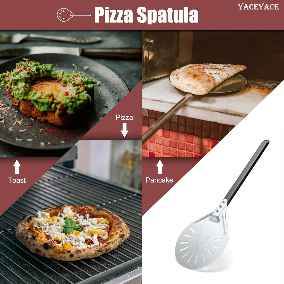 Pizza Turning Peel, 8-inch Metal Pizza Turner, Aluminum Turning Peel