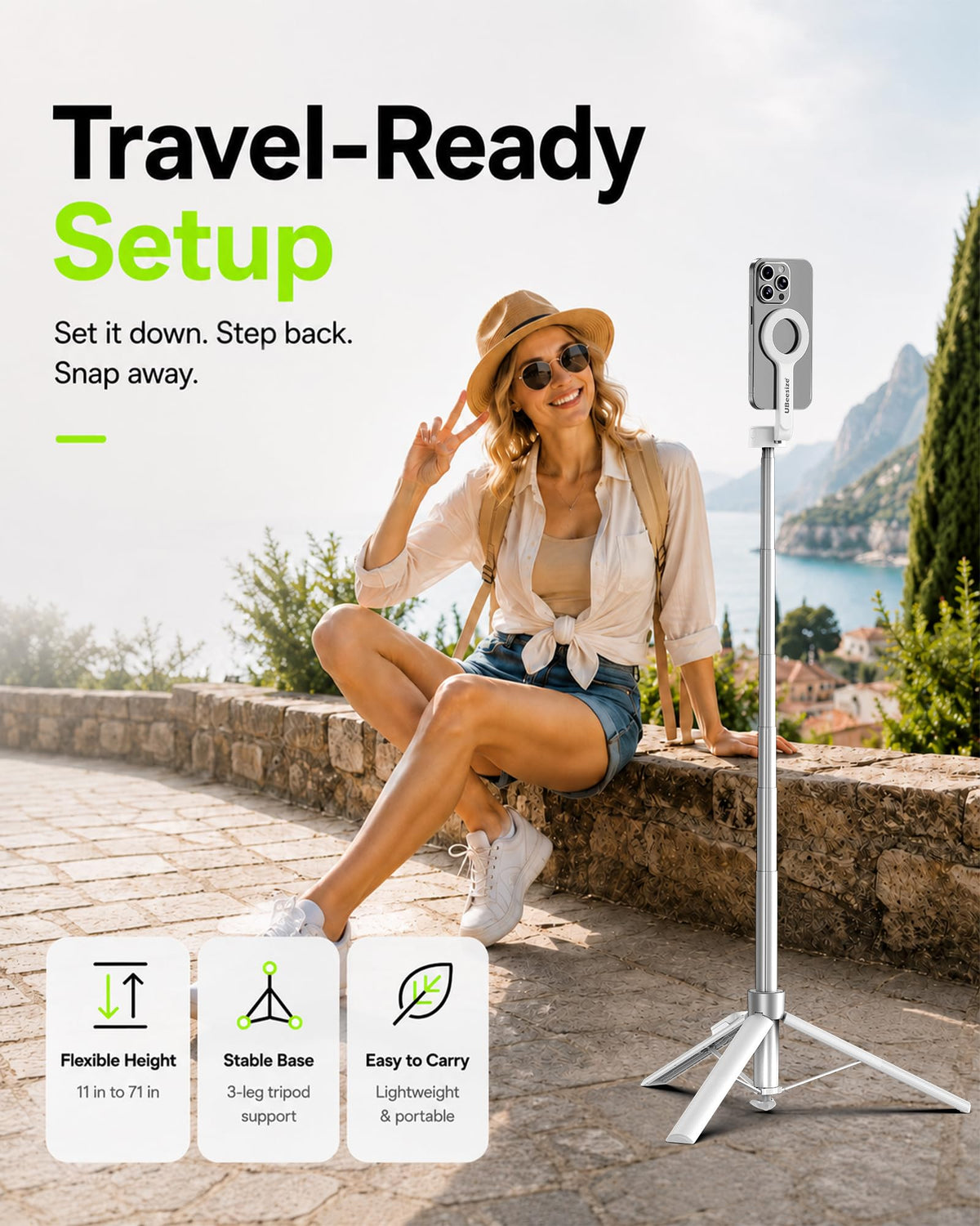 UBeesize 71" Phone Tripod Stand & Magnetic Selfie Stick Tripod for iPhone
