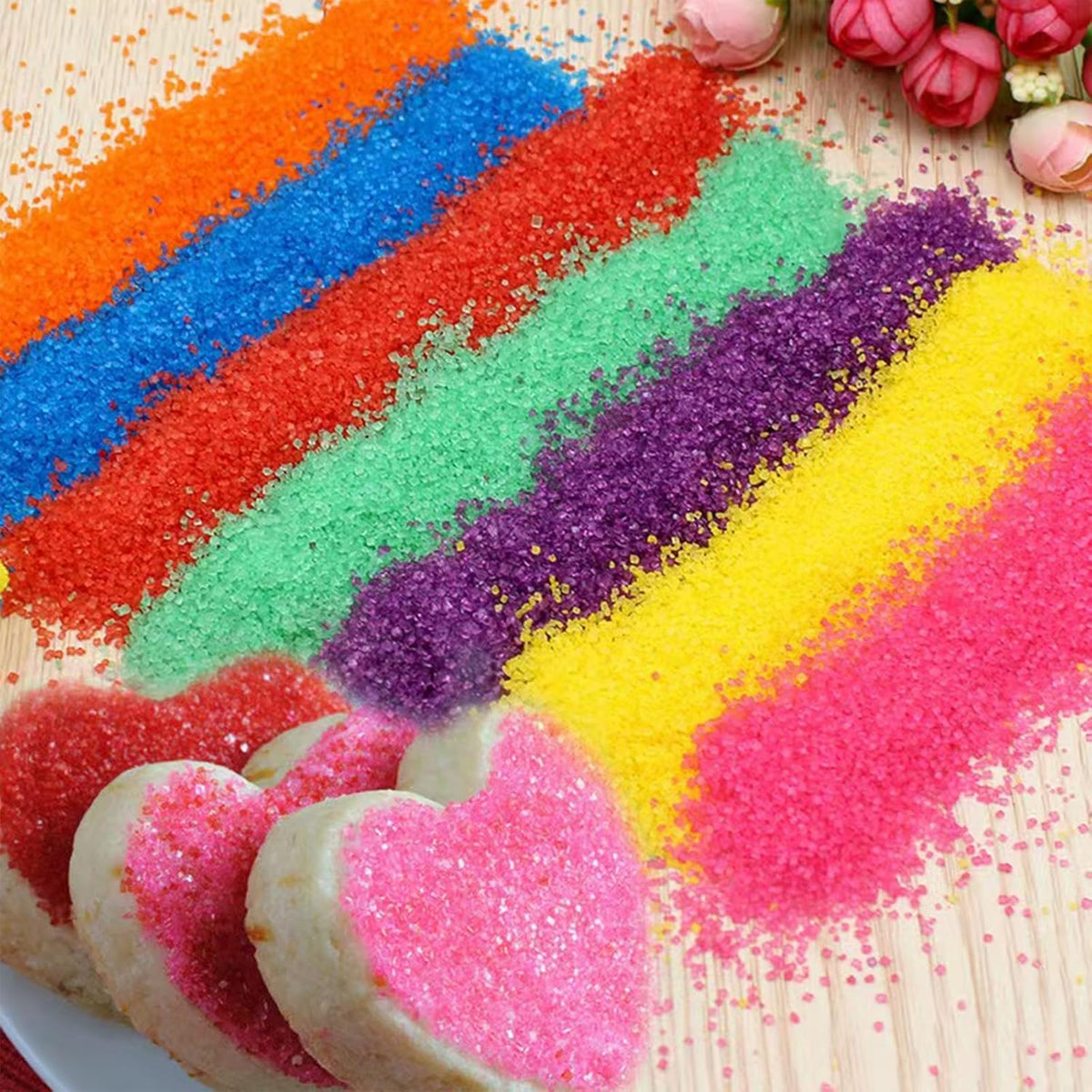 Sentovac 4-Colors Sanding Sugar for Baking Edible Sparkling Sugar Sprinkles Coarse Sugar Crystals for Baking Cake Cookie Cupcake Topper Ice Cream Decoration Supplies（Blue Orange Gold White）