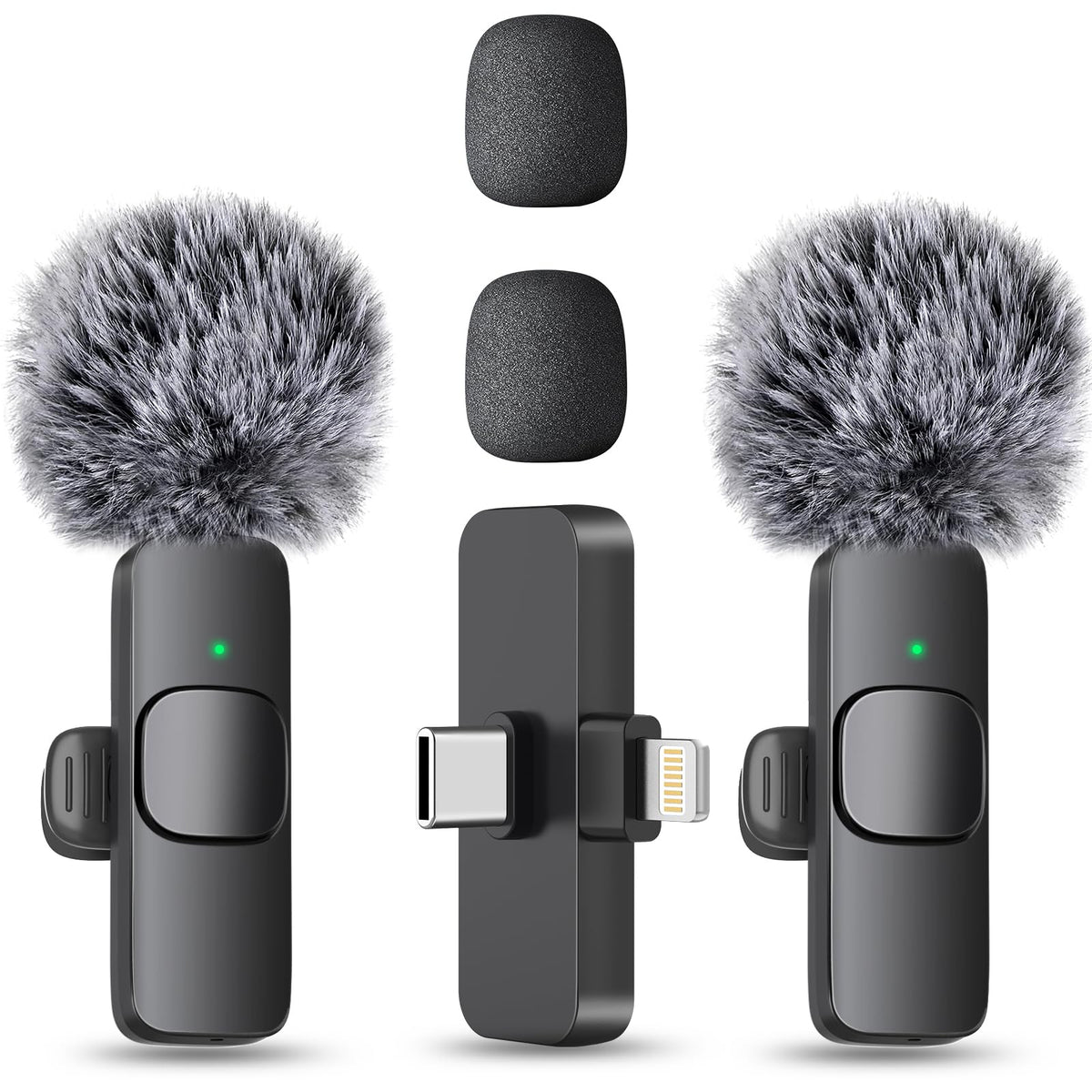 MAYBESTA Wireless Mini Microphone for iPhone, Android Phone - 2 Pack Lavalier Lapel Mic for Audio Video Recording - Clip on Content Creator Microphones for YouTube Tiktok Podcast Vlogging