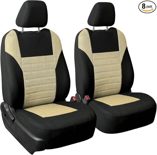 FH Group Automotive Car Seat Covers Front Set Premium 3D Air Mesh Front Seat Covers, Airbag Compatible Universal Fit Interior Accessories for Cars Trucks and SUVs - Beige
