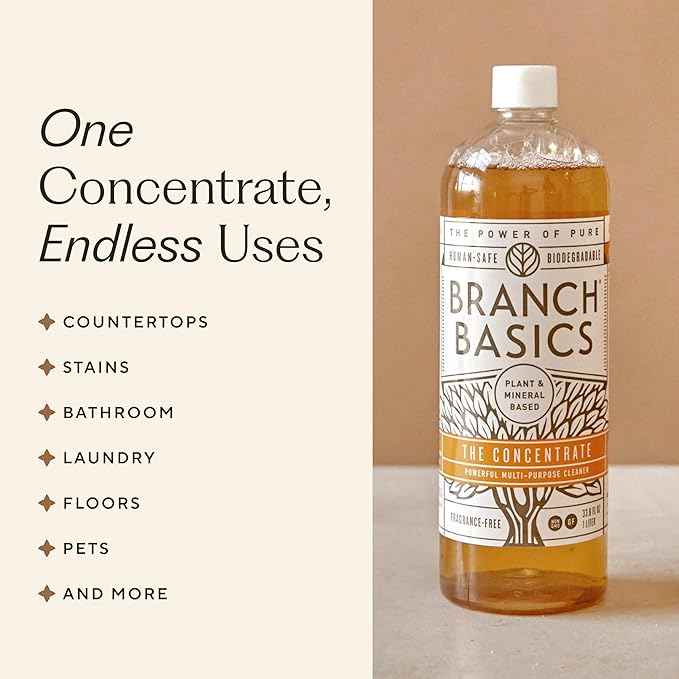 Branch Basics Ultimate Starter Kit: Natural All Purpose Cleaner, Glass, Bathroom, Foaming Hand Wash (4 Plastic Bottles + Concentrate + Oxygen Boost), Laundry Detergent, Plastic-Free Dishwasher Tablets