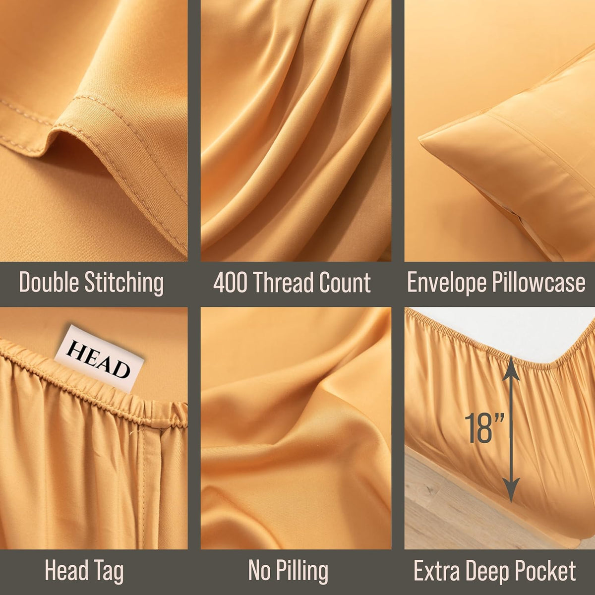 Bella Coterie Luxury Bamboo Viscose Cal King Size Sheet Set | 100% Organically Grown | Ultra Soft | Cooling for Hot Sleepers | 18" Deep Pocket [Marigold]