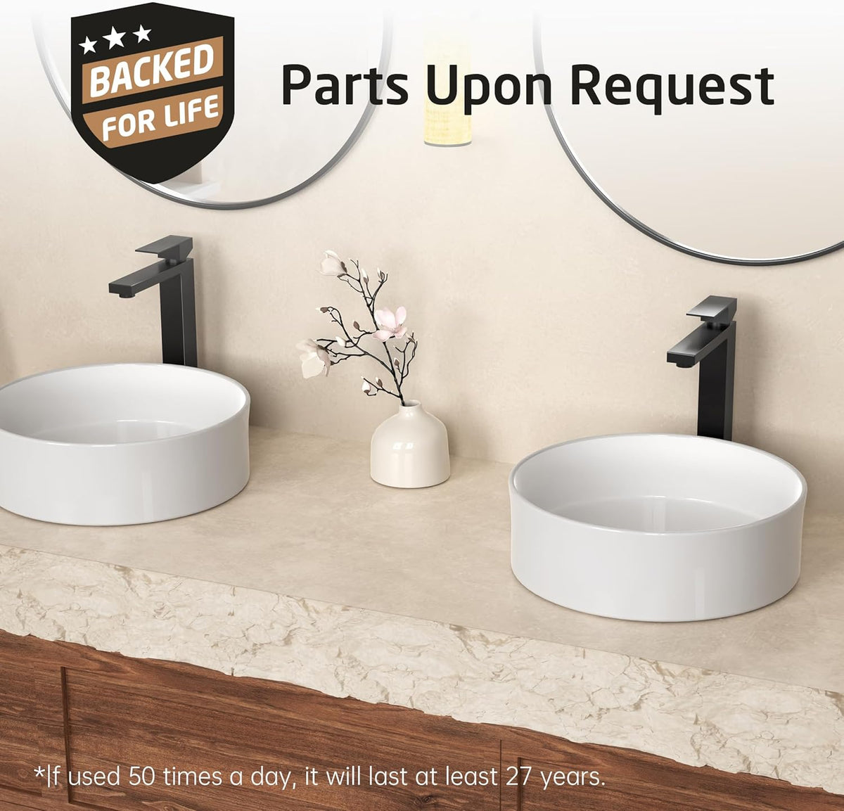 KES Bathroom Faucet Black Vessel Sink Faucet cUPC Certified, Single Hole Tall Bathroom Faucet Stainless Steel, L3156BLFF12-BK