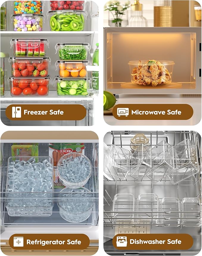 40 PCS Food Storage Containers with Lids Airtight (20 Containers & 20 Lids), 100% Leakproof Meal Prep Container Set for Kitchen Storage, BPA-free, PVC-free Reusable Plastic, Microwave/Dishwasher Safe