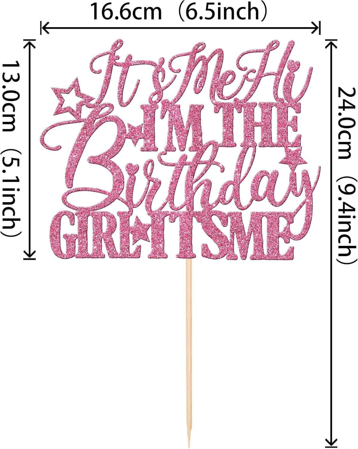 1 PCS It's Me Hi I'm the Birthday Girl It's Me Cake Topper Glitter Music Singer Cake Pick for Funny Hip Hop Singer Girls Birthday Party Cake Decorations Supplies Pink