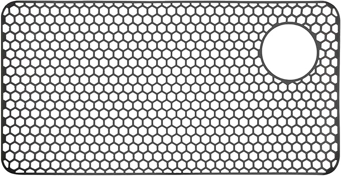 Silicone Sink Mat, 28.62"x 14.76" Heat-resistant Sink Protectors, Drying Mats for Kitchen of Bottom Farmhouse Porcelain Stainless Steel, Kitchen Accessory, Right & Left Drain（Grey）