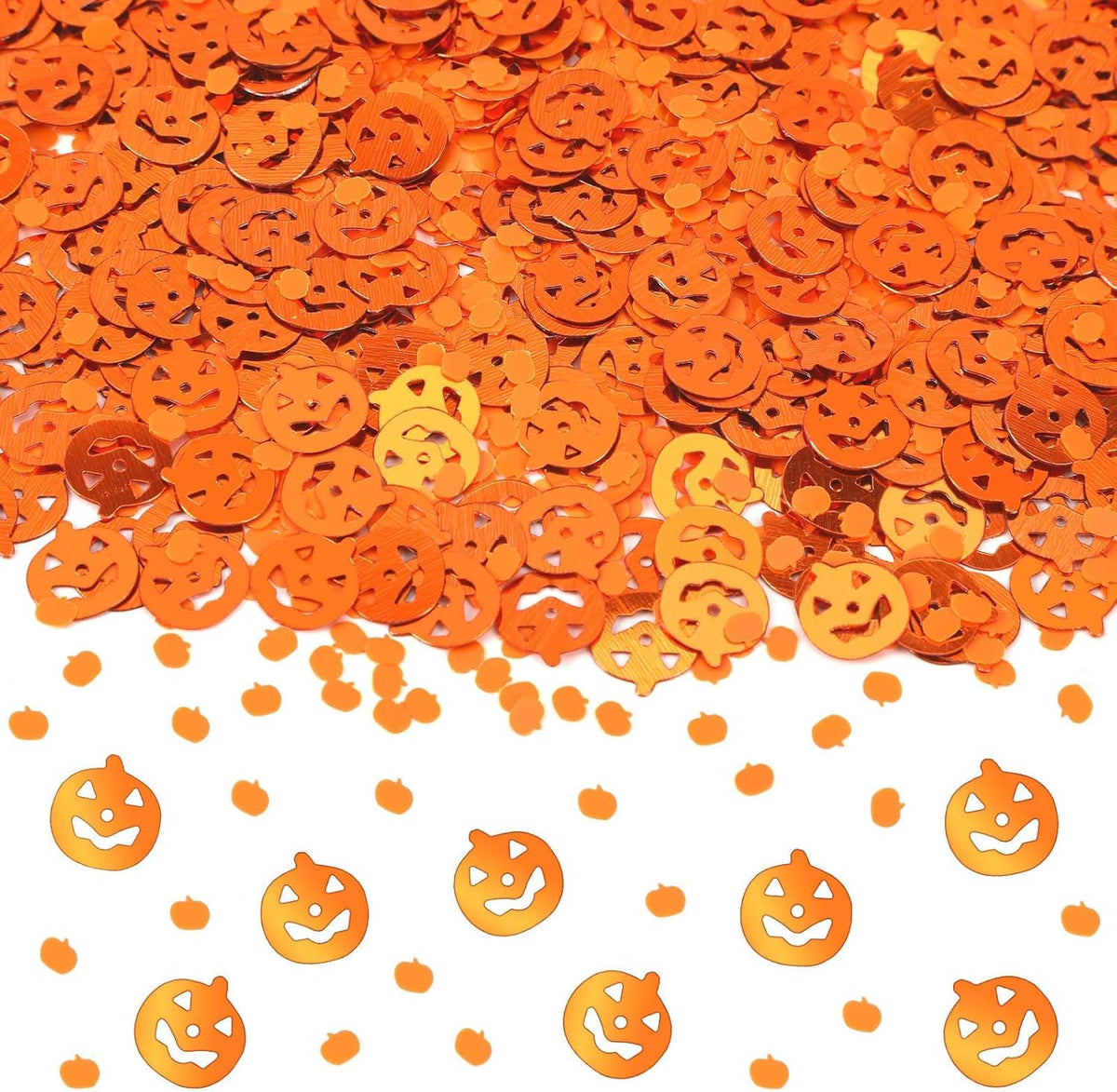 MARFOREVER Halloween Pumpkin Confetti Table Decorations, Orange Pumpkin Scatter Confetti Party Table Decor Mixed Size Pumpkin Sprinkles for Fall Halloween Party Supplies