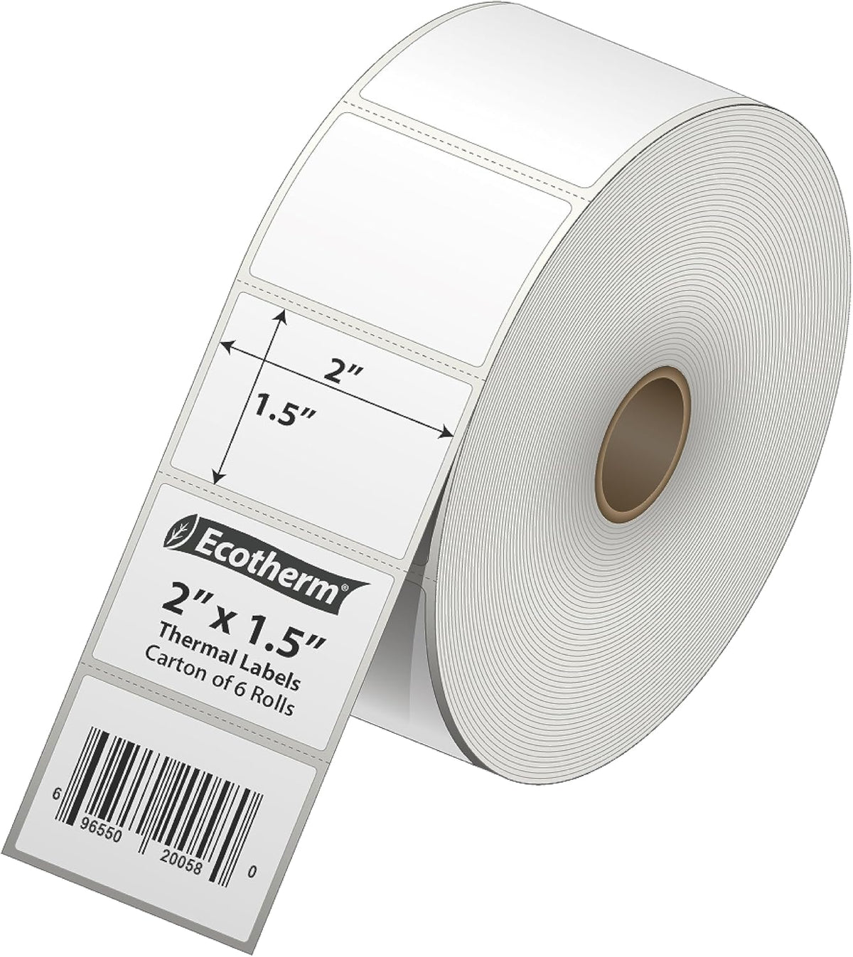 2" x 1.5" Thermal Labels | 6 Rolls | 8220 Labels | fits Zebra, Munbyn, Rollo, Godex, Arkscan, iDPRT, Offnova Thermal Label Printers and More | Blank White Adhesive Stickers by Ecotherm
