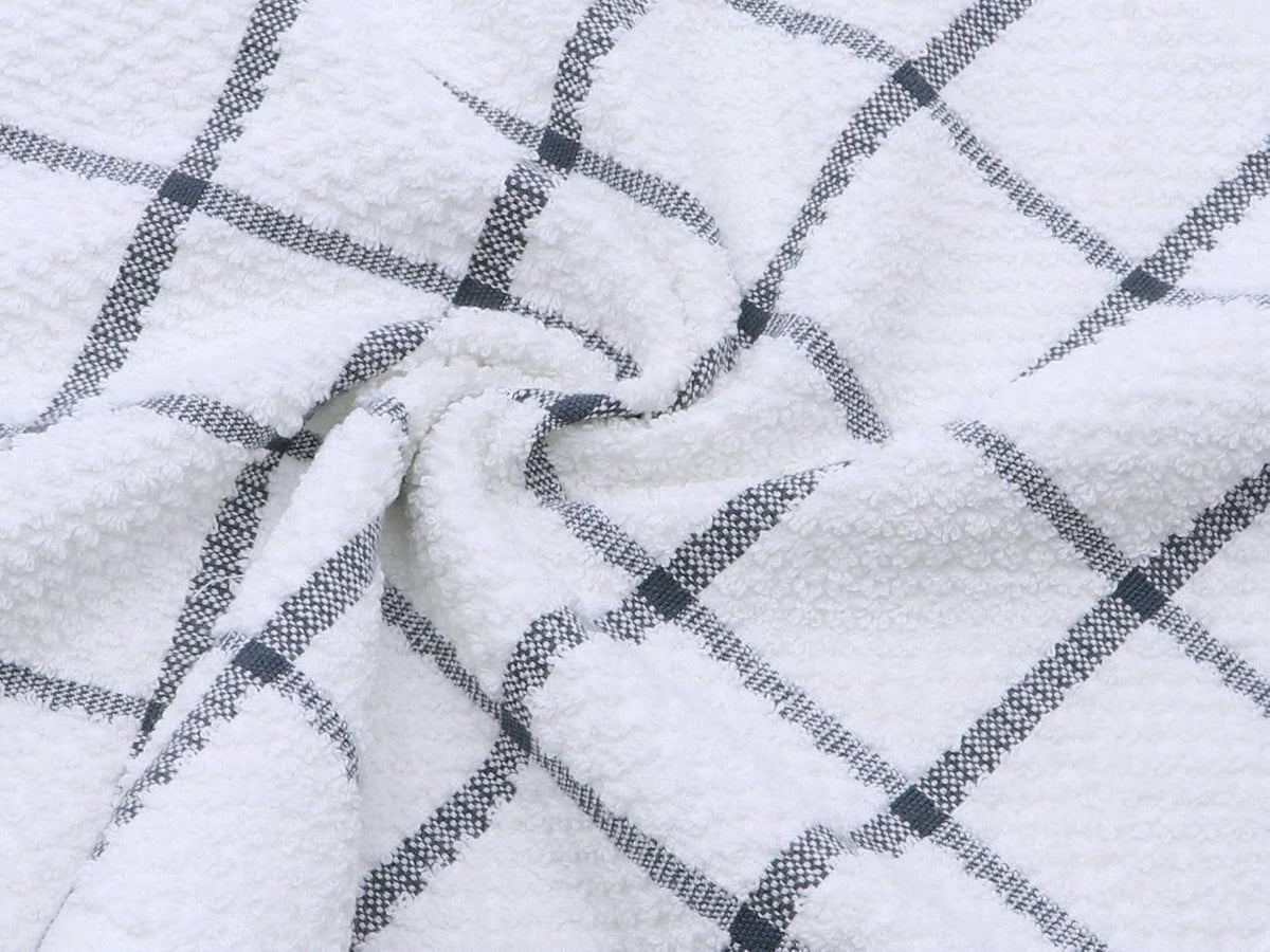 Cotton Grid Dish Cloths, Terry Cleaning Rags, 12 x 12 Inches, Light and Soft, Quick Drying Dish Rags, 8pc/Set (Grey)