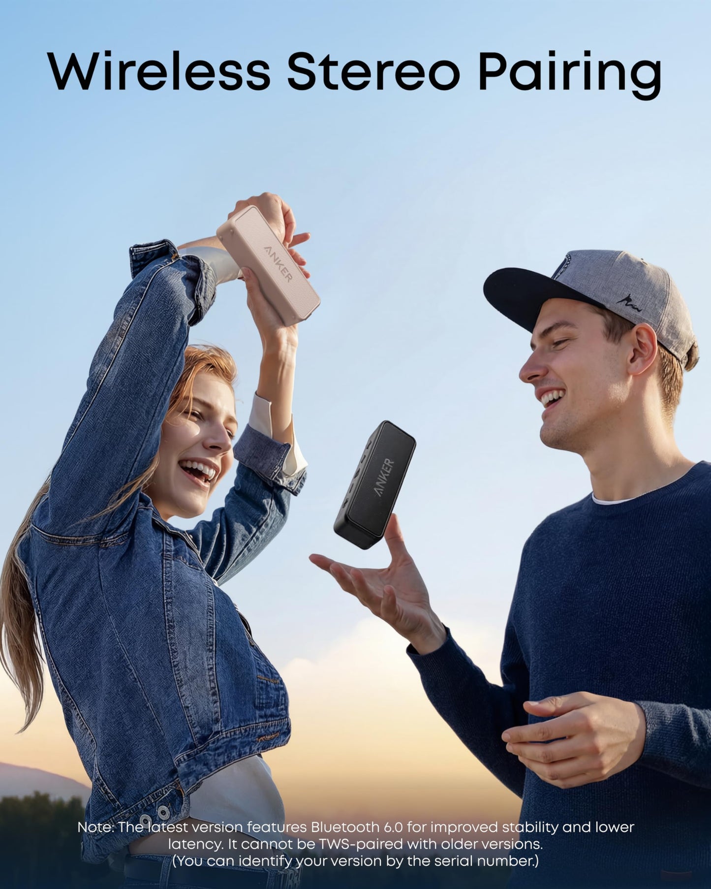 Anker soundcore 2 Portable Bluetooth Speaker, Stereo Sound, IPX7