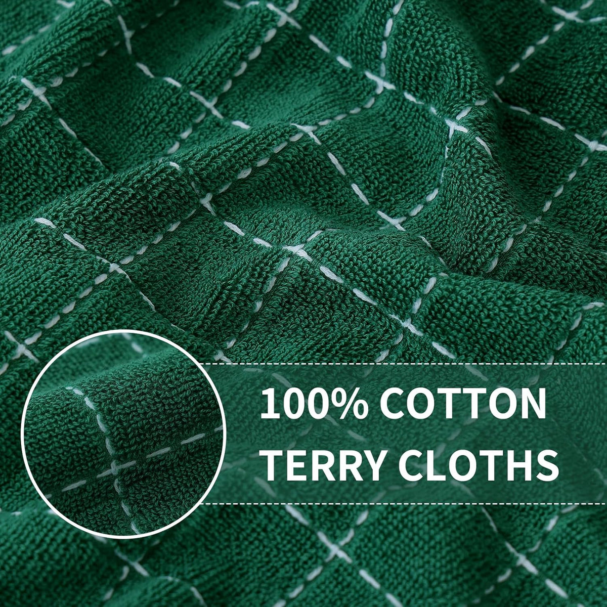 Homaxy 100% Cotton Terry Kitchen Dish Cloths, Ultra Soft and Absorbent Dish Towels for Kitchen, Perfect for Drying and Washing Dishes, 6 Pack, 12 x 12 Inches, Dark Green
