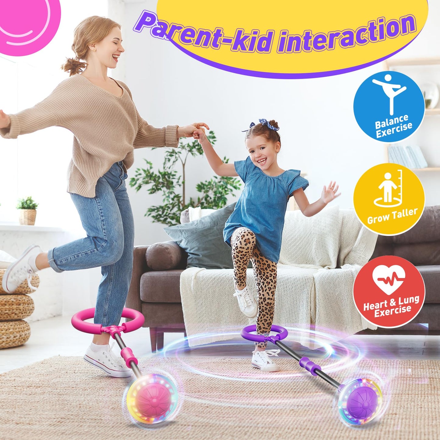 Flooyes Skip Ball for Kids, Ankle Skip Ball Toy with Counter, Timer