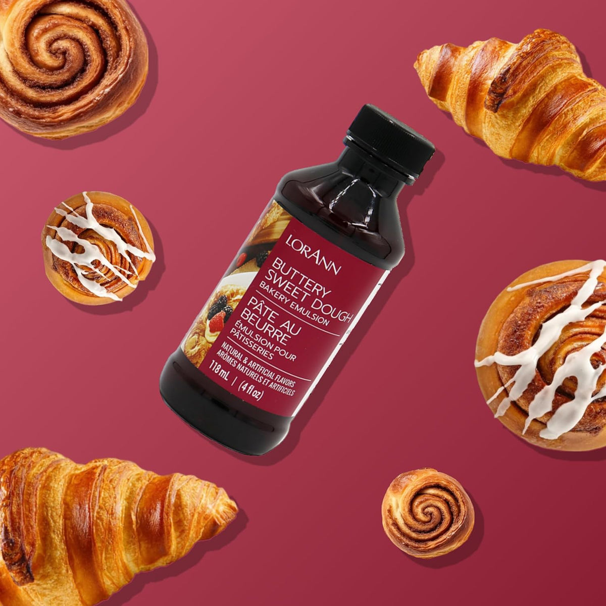 LorAnn Oils Buttery Sweet Dough Bakery Emulsion: Authentic Taste, Ideal for Amplifying Sweet Bready Notes in Baked Goods, Gluten-Free, Keto-Friendly, Essential for Your Kitchen, 4 Oz