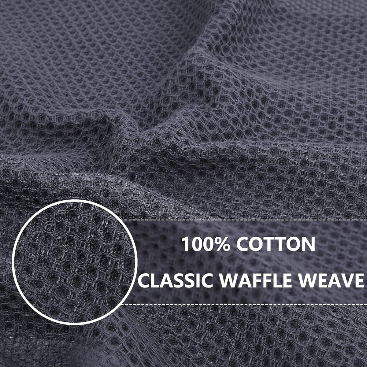 Homaxy 100% Cotton Waffle Weave Kitchen Dish Cloths, Ultra Soft Absorbent Quick Drying Dish Towels, 12 x 12 Inches, 8-Pack, Dark Grey