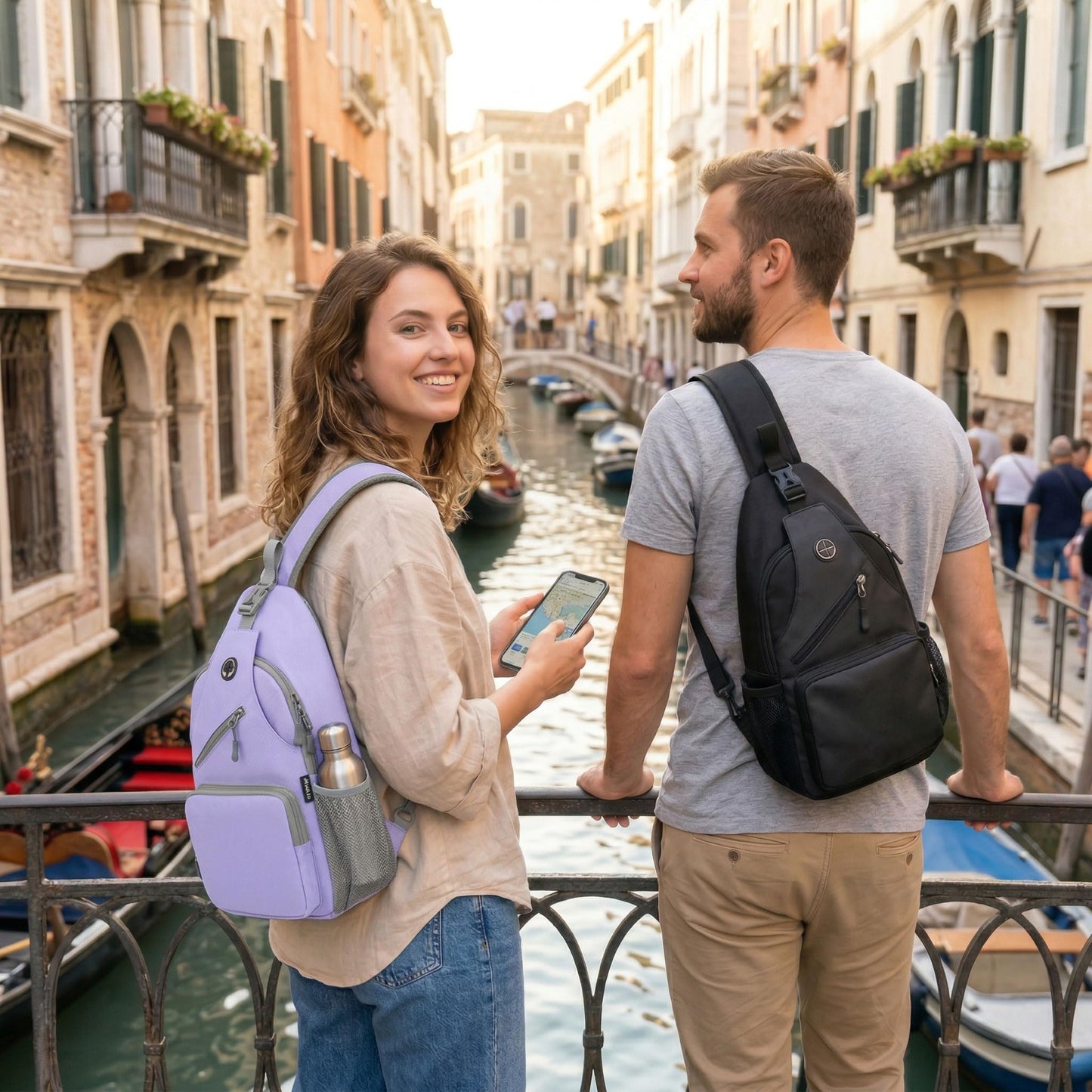 Javolto Crossbody Sling Bag,Small Backpack Men,Hands-Free Shoulder Daypack