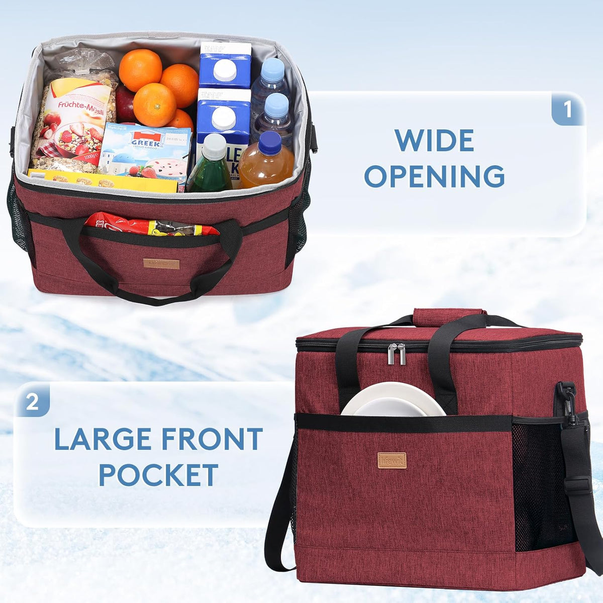 Lifewit Cooler Bag 30/50/60 Cans Collapsible and Insulated Large Lunch Bag Leakproof Soft Cooler Portable Tote for Camping/BBQ/Family Outdoor Activities