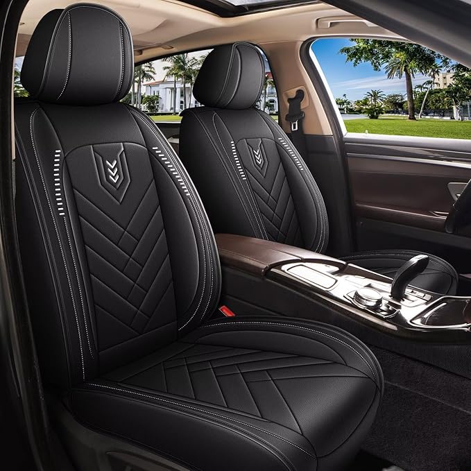 AOMSAZTO Seat Covers Fit for Dodge Charger Car Waterproof Seat Protectors 2006-2026 Full Set Fit for : 5 Seat Automotive Faux Leather Seat Covers(Black)