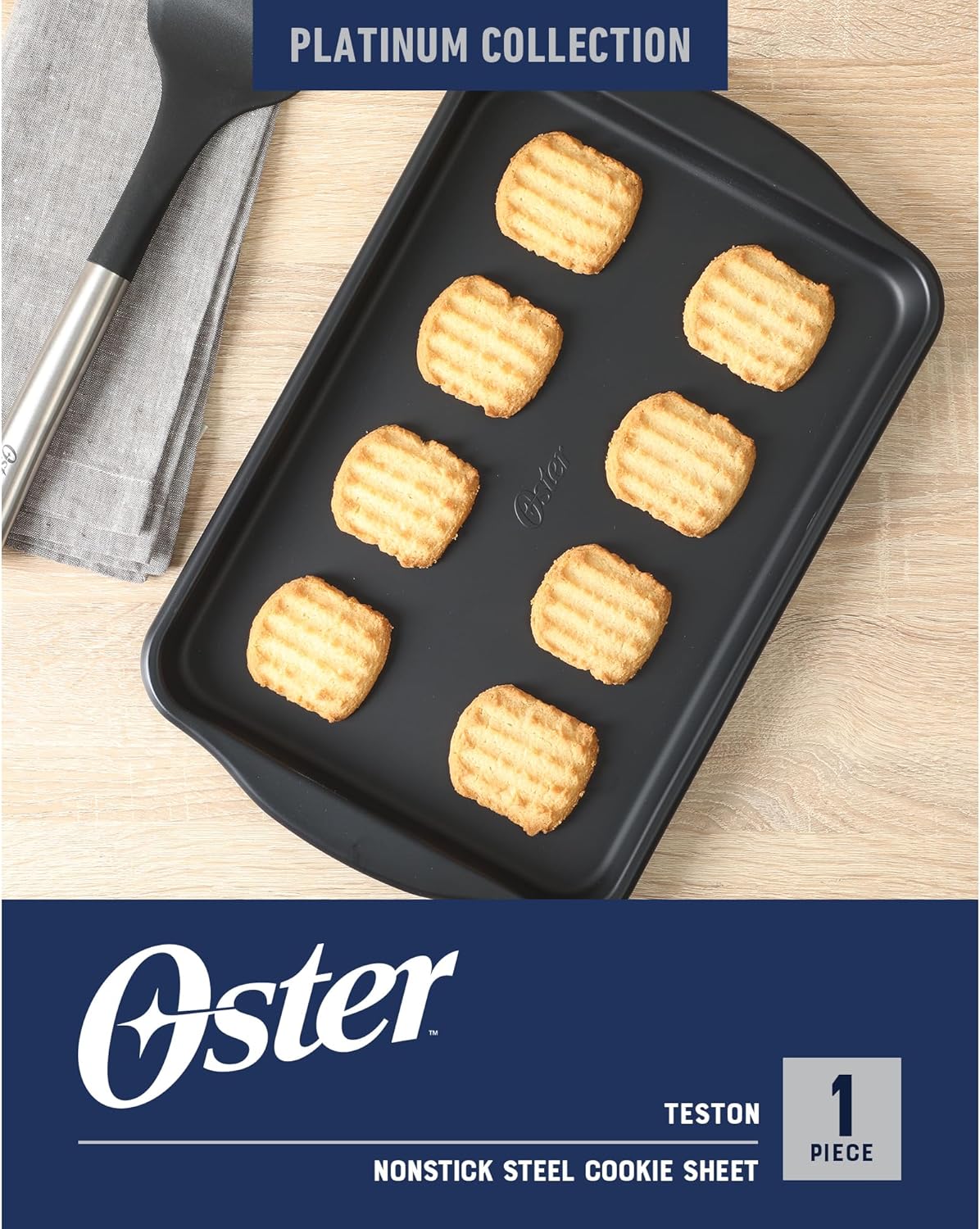 Oster Teston 13 x 9 Inch Nonstick Carbon Steel Cookie Sheet - Matte Black