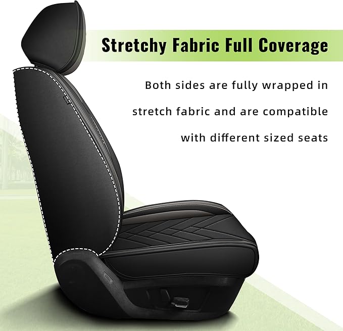 AOMSAZTO Front Seat Covers Fit for Nissan Pathfinder 2011-2025 2026 Waterproof Faux Leather Car Seat Cover Compatible with Airbag(2PCS Front, Black&Grey)
