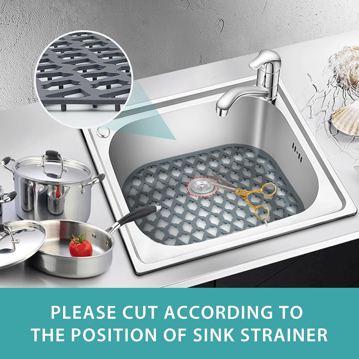 Sink Protectors for Kitchen Sink 13x11 &16x12 &19x14 &21x16 &22x13 &24x13 &26x14 &28x14 &30x16, Large Silicone Sink Mats Grid for Bottom of Farmhouse Sink (13”x11”)