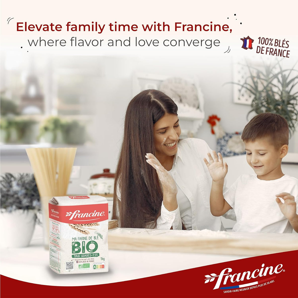 Francine Farne de Ble Bio - French T55 Organic All Purpose Flour (3 Pack, Total of 3kg)