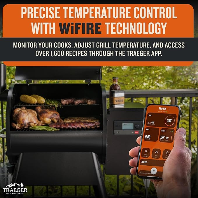 Traeger Grills Pro 575 Wood Pellet Grill & Smoker with Wifi, App-Enabled, Black