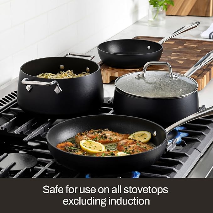 All-Clad HA1 Expert Hard Anodized Nonstick Square Grill Pan For Stovetop 11x11 Inch Oven-Safe Up to 500°F, Grilling, Professional Cookware, Dishwasher-Friendly, Oven-Safe Up to 500°F, Black