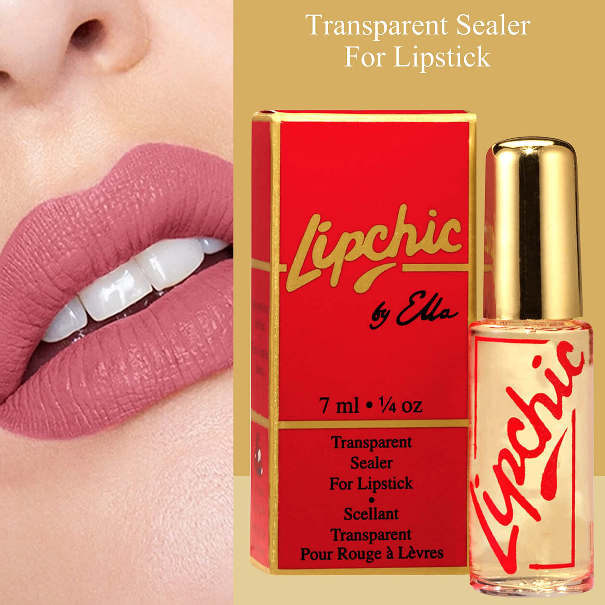 Ella International Lip Chic Clear Lipstick Sealer, Smudge-Proof, 0.25 oz