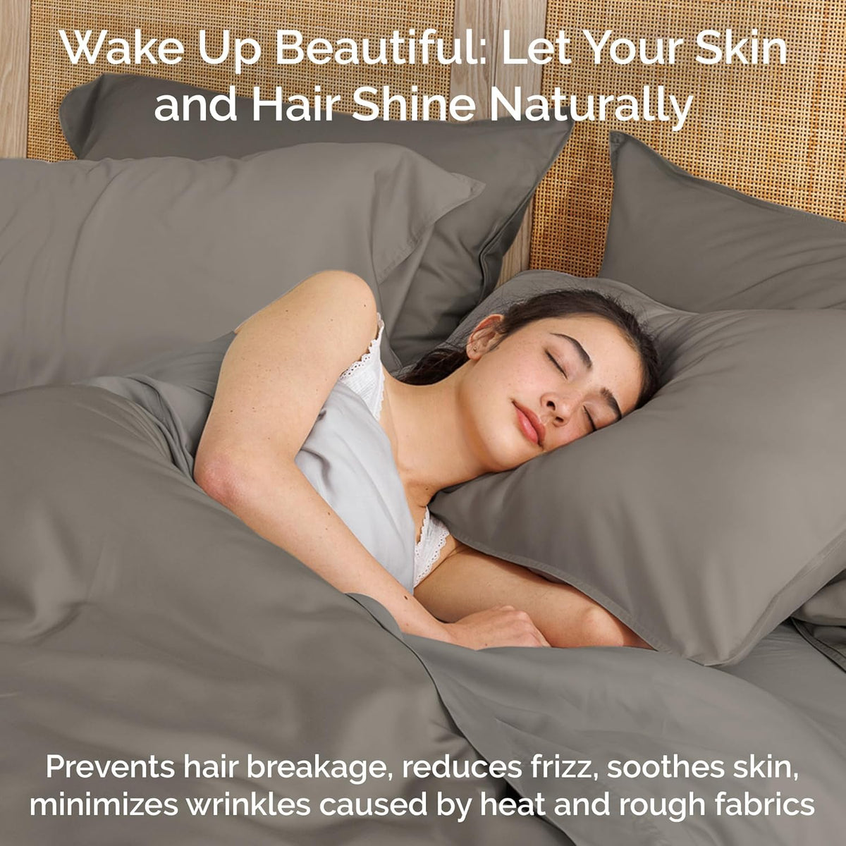 100% Viscose from Bamboo Sheets King Size, Super Soft Bedding Set, 4PC Cooling Sheets for Hot Sleepers, Vegan Silk Moisture Wicking, Organically Grown Bedsheet, Sand -76" x 80"