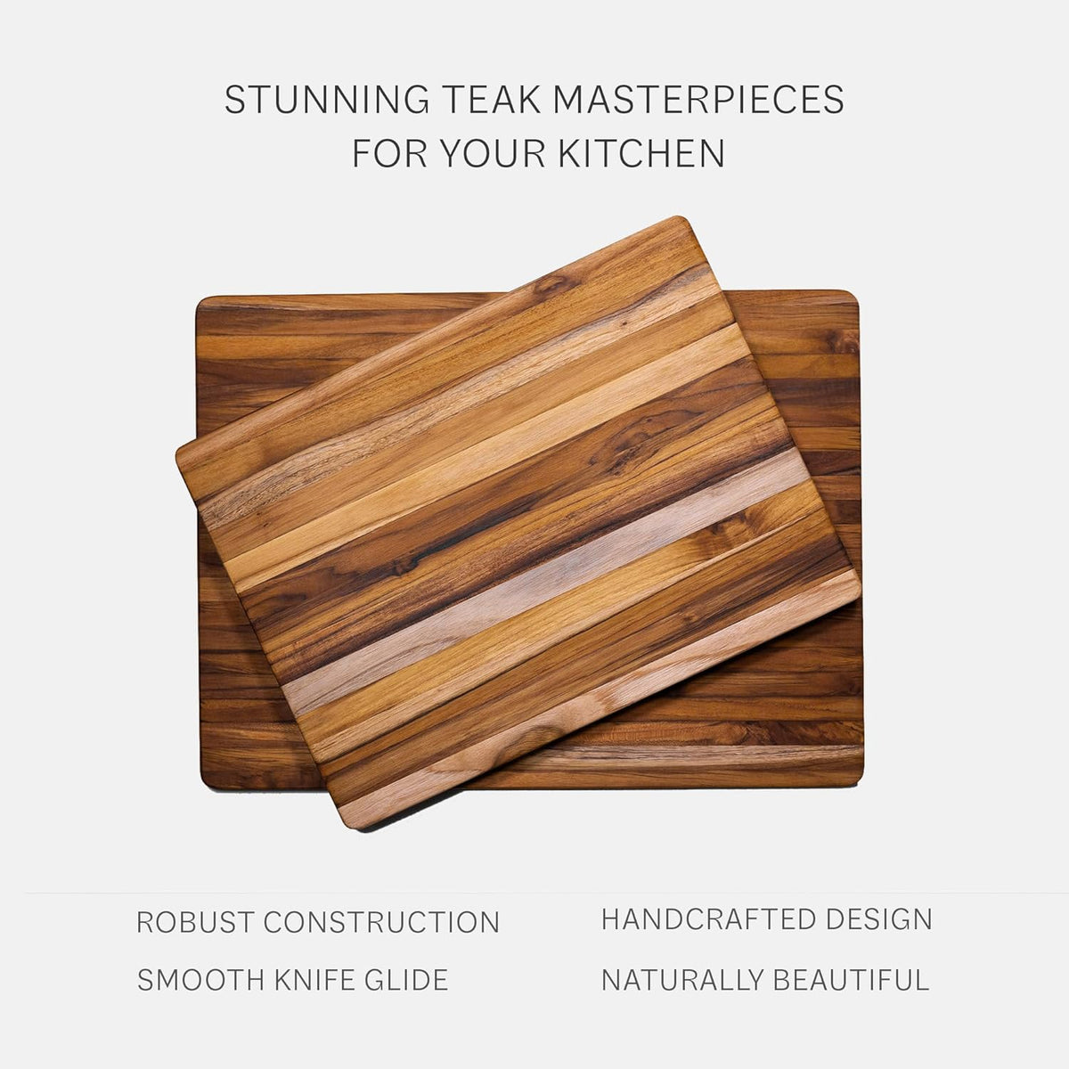 Teakhaus Cutting Board - Extra Large (XL) Wood Cutting Board with Grip Handles - Reversible Teak Edge Grain Wood - Knife Friendly - FSC Certified