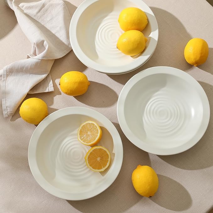 Stone Lain Orbit 4-Piece Pasta Bowl Set Stoneware, White