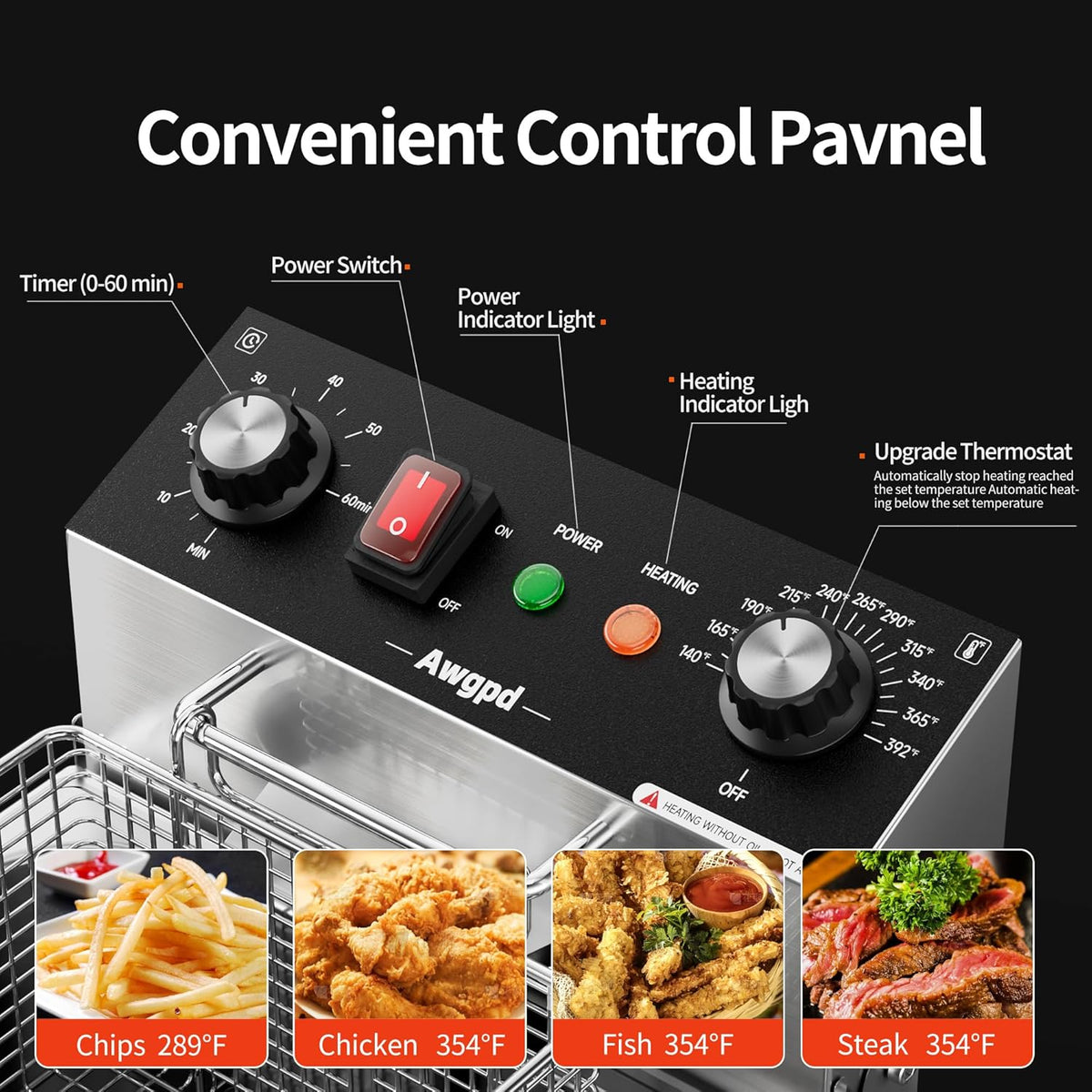 Deep fryers Commercial Deep Fryer 3400W Stainless Steel Electric Deep Fryers with Timer 20L(21.1Qt) Large Capacity Dual Tank Fryer with Baskets and Lids Countertop Deep Fryer for Restaurant Use (20L)