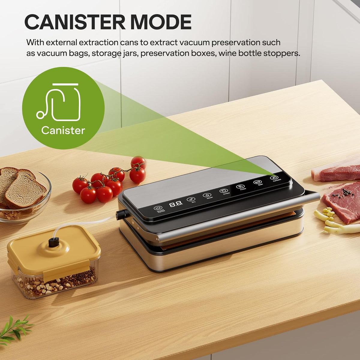 85Kpa Food Vacuum Sealer with Digital Timer, Built-in Cutter, and Storage Box