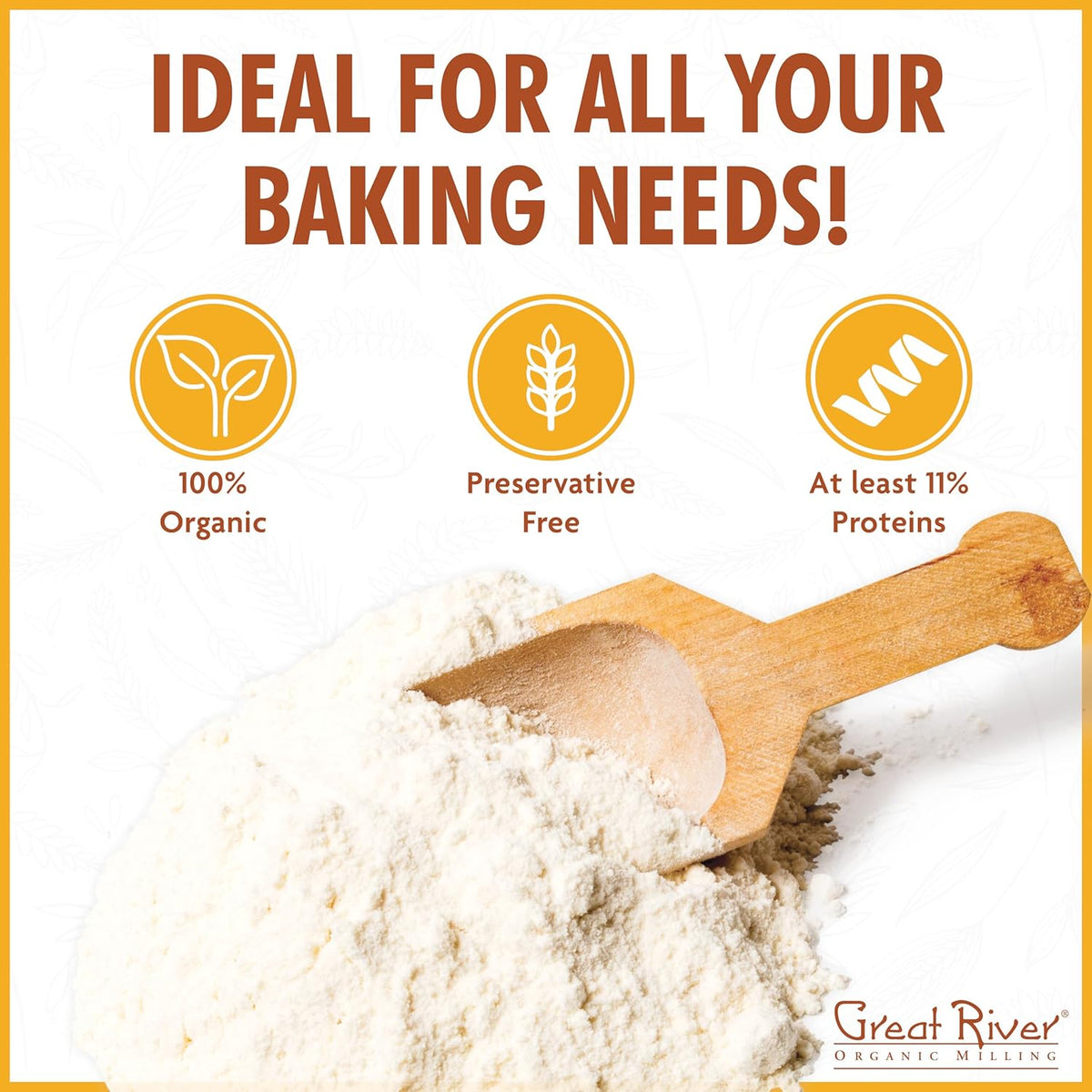 Great River Organic Milling Lily White Organic All-Purpose Flour | Unbleached & Unbromated | Non-GMO, Kosher | Ideal for Bread, Cookies, Cakes, Pizza Dough & Everyday Baking | 2 Lb (Pack of 4)