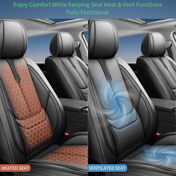 Fit Prologue Car Seat Covers for Honda Prologue 2024 2025 2026-Upgraded Premium Waterproof & Breathable Leather,Airbag Compatible,All-Weather Seat Cushion Protector,Full Set,Black