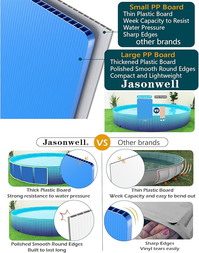 Jasonwell Foldable Dog Kiddie Pool - Hard Plastic Kids Paddling Pool Toddler Baby Swimming Pools for Backyard Collapsible Whelping Box Pet Doggie Cats Wading Pools Bathtub for Puppy Large Dogs 40In