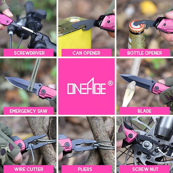 Gifts for Women Wife Girlfriend Her - Mothers Day Gifts, Pin-k Multitool Knife - Christmas Birthday Gift for Women, Anniversary, Womens Stocking Stuffers - Gift for Woman Who Have Everything