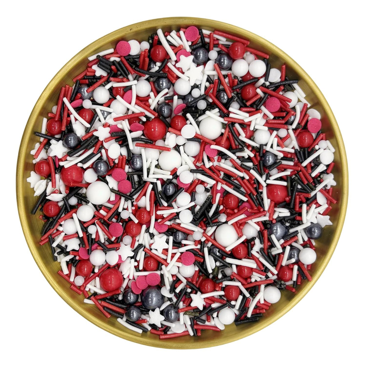 Red & Black & White Sprinkles Candy Mix Size Edible Pearls Cake Decorations Cupcake Toppers Cookie Decorating Perfect for Wedding Party Valentine Halloween Christmas Supplies 4.58OZ