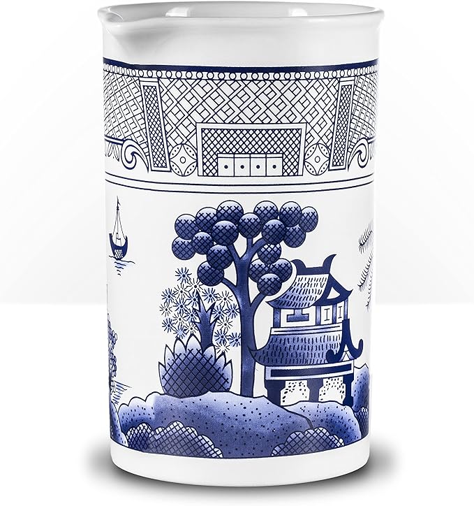 Piña Barware Seamless Professional Porcelain Mixing Glass – 600mL / 20oz (Traditional Blue Willow Pattern, 1)