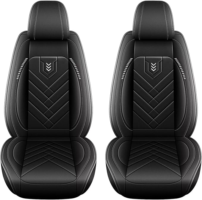 AOMSAZTO Car Seat Covers Front Set Fit for Ford Explorer 2004-2025 2026 Faux Leather Waterproof Seat Covers Automotive Seat Cushion Protector(2 Seats, Black)