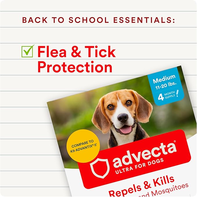 Ultra Flea and Tick Prevention for Dogs - Dog and Puppy Treatment and Control - Mosquito Repellent - Medium, Fast Acting Waterproof Topical Drops, 6 Month Supply