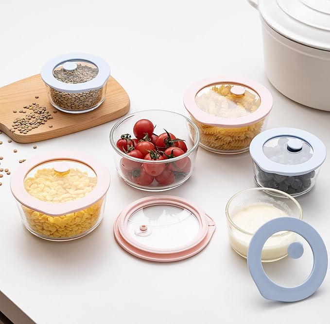 Urban Green Glass Food Container Set with Glass Lid, 6 Pack, Meal Prep Containers with Silicone Framed Airtight Lid, Leakproof, 100% Plastic Free,