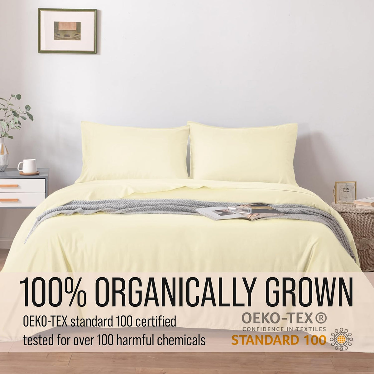 Bella Coterie Luxury Bamboo Viscose Cal King Size Sheet Set | 100% Organically Grown | Ultra Soft | Cooling for Hot Sleepers | 18" Deep Pocket [Lemonade]