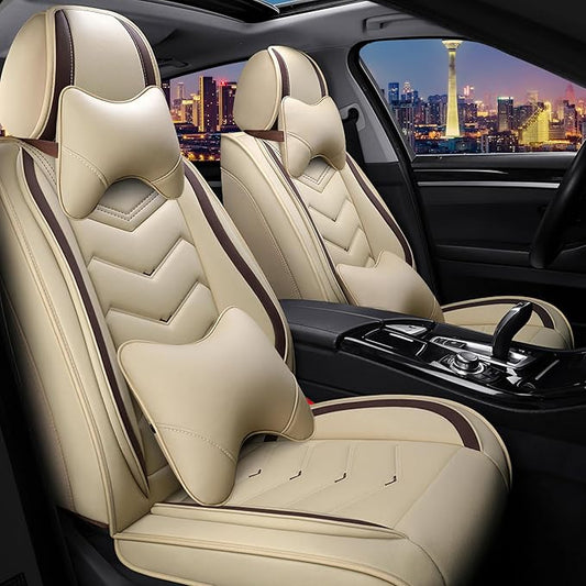 CTDS Car Seat Covers for Honda Accord 2000-2026, Stylish Sport Seat Cover, Premium Nappa Leather Car Seat Cover. Automobile Seat Covers Sets.(Luxury 2 Seats/Beige)