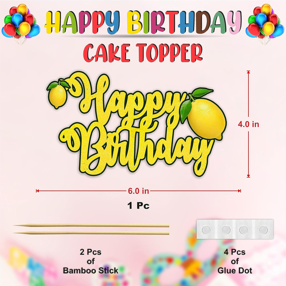 Seyal® Lemon Happy Birthday Cake Topper